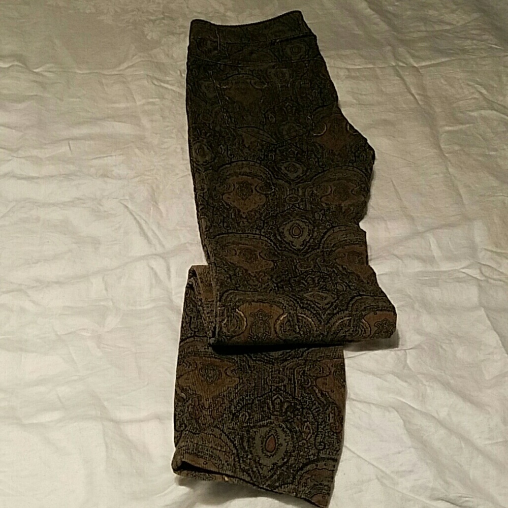 Free People paisley print corduroy pants sz 27 EUC